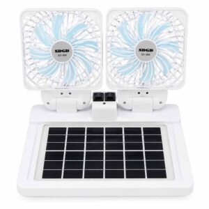 সোলার ও রিচার্জেবল ডাবল হেড ফোল্ডিং ফ্যান (Solar Folding Double Fan)